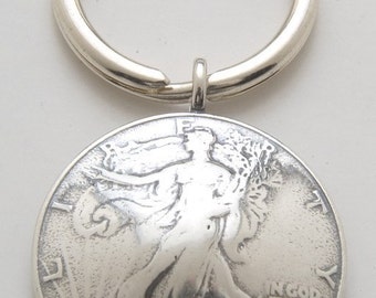 Walking Liberty Silver Half Dollar Keyring