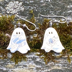 Ghost Quarter Earrings Halloween Recycled Vintage US Coins