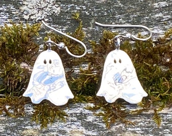 Ghost Quarter Earrings Halloween Recycled Vintage US Coins