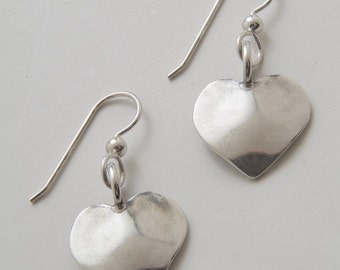 Recycled Dimes Silver Heart Earrings made from Vintage US Silver Dimes