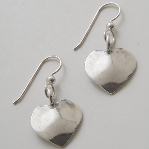 Recycled Dimes Silver Heart Earrings made from Vintage US Silver Dimes