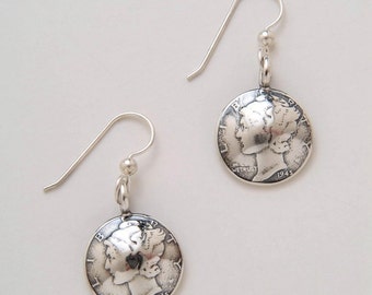 Silver Mercury Dimes Earrings