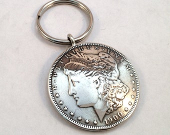 Coin Dollar Keyring made from Morgan Silver Dollar Coin Key Ring