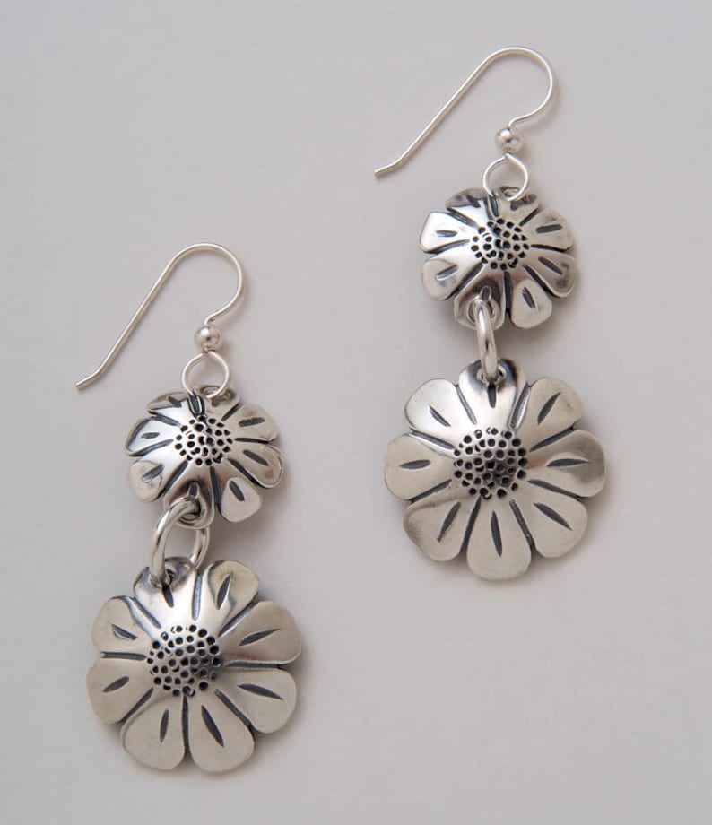 Daisy Earrings Made From Vintage US Silver Dime and Quarter Coins Etsy
