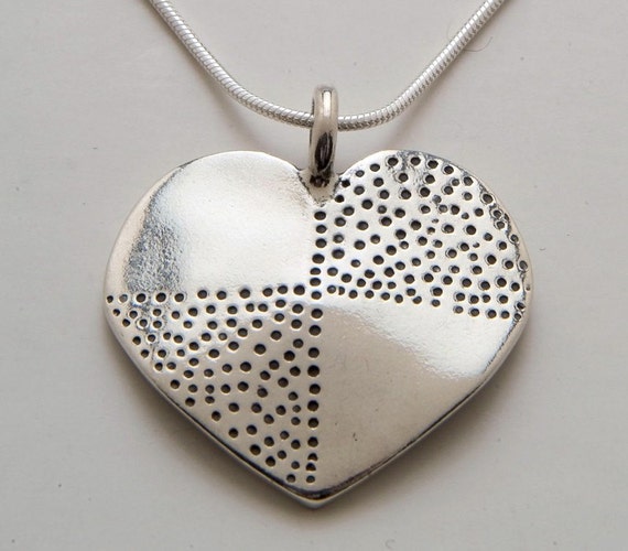 Recycled US Coin Design Heart Dot Pendant Made From Vintage Silver 