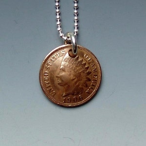 Indian Penny Pendant Made from Vintage US Coin