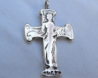 Cross Pendant made from Silver Half Dollar Coin comes with sterling silver chain