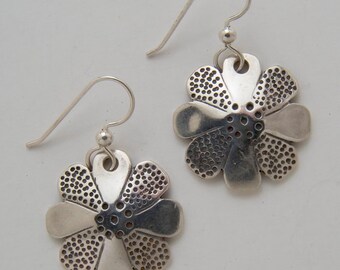 Silver Flower Earrings made from Vintage US Silver Standing Liberty Quarters