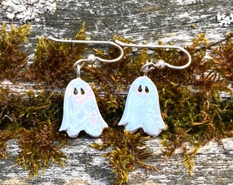 Ghost Dime Earrings Halloween Recycled Vintage US Coins