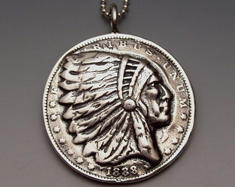 Silver Indian Dollar Pendant made from US Morgan Dollar Coin