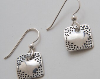 Silver Square Diamond Earrings made from Vintage US Silver Dimes
