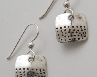 Silver Square Dot Earrings made from Vintage US Silver Dimes