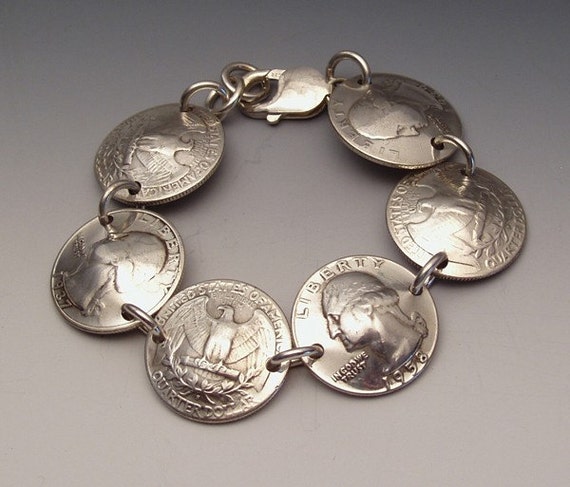 Silver Washington Quarters Bracelet Made From Vintage American | Etsy