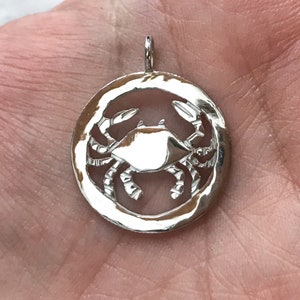 Blue Crab Quarter Coin Pendant or Earrings made from Silver Coins