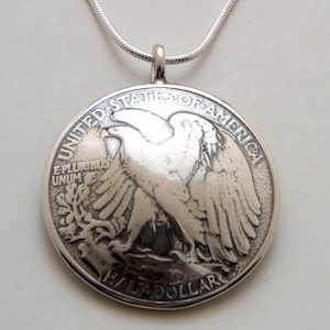 Silver Eagle Pendant Made from Vintage US Silver Liberty Half Dollar Coin