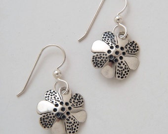 Silver Flower Earrings made from Vintage American Silver Dimes