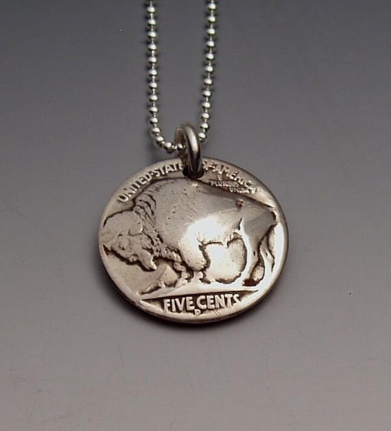 Buffalo Nickel Pendant Made from Vintage US Coin