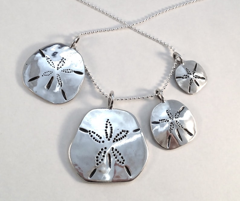 Sand Dollar Pendant or Earrings Made from Silver Vintage American Coin Dime Quarter Half Dollar image 1