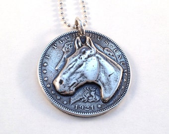 Silver Horse Dollar Pendant made from US Morgan Dollar Coin