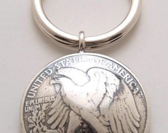 Silver Eagle Keyring made From Vintage American Half Dollar Coin