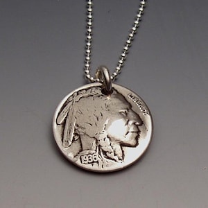 Indian Nickel Pendant Made from Vintage US Coin