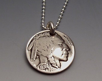 Indian Nickel Pendant Made from Vintage US Coin