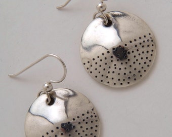 Silver Circle Dot Earrings made from Vintage US Silver Standing Liberty Quarters