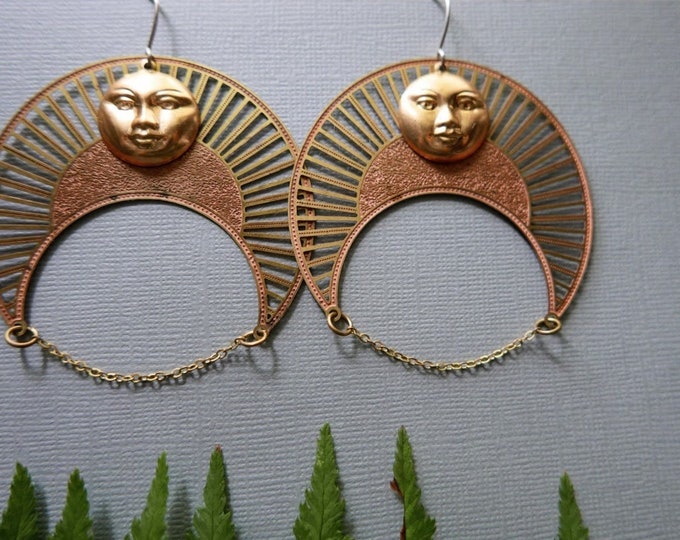 Venus Rising // extra large brass sun earrings