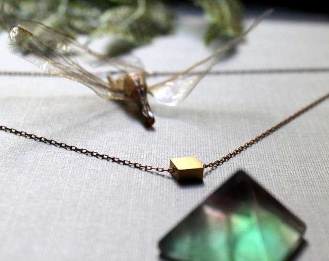 Squared // vintage brass square necklace