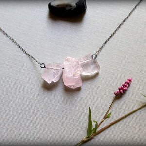 Spring Goddess // raw rose quartz necklace