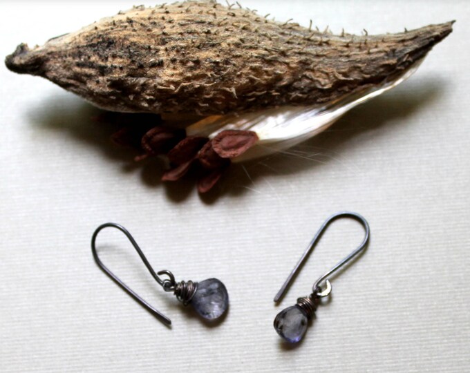 Nebula // purple moss iolite teardrop earrings