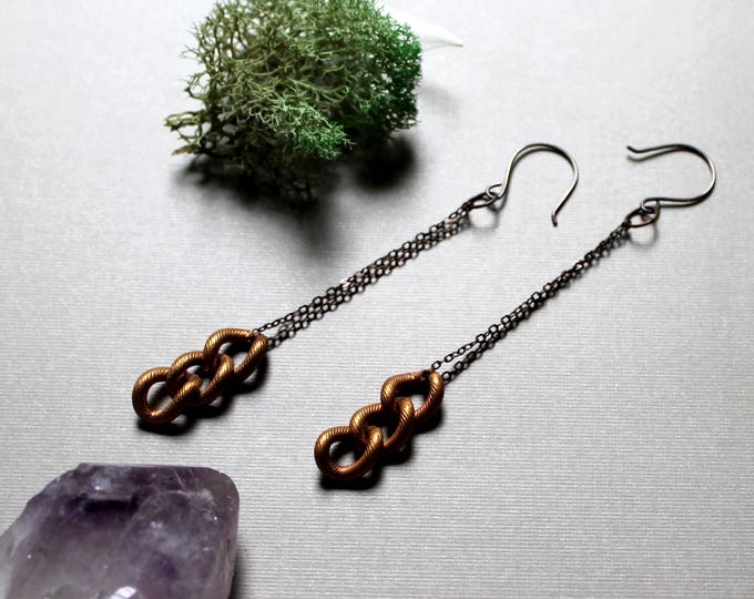 Chained // large vintage brass chain earrings