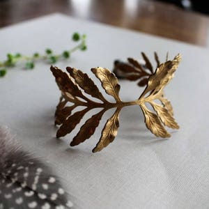 Fern Frond // vintage brass leaf bracelet