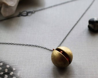 Orb // brass ball locket necklace