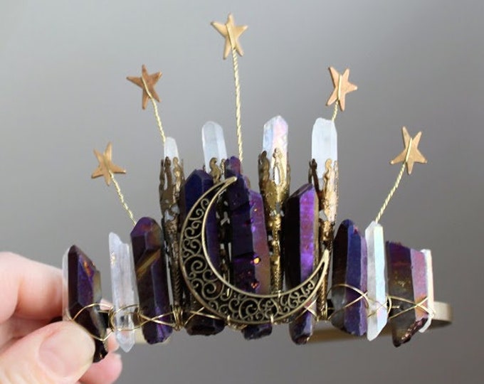 Midsummer Night // raw purple crystal celestial crown