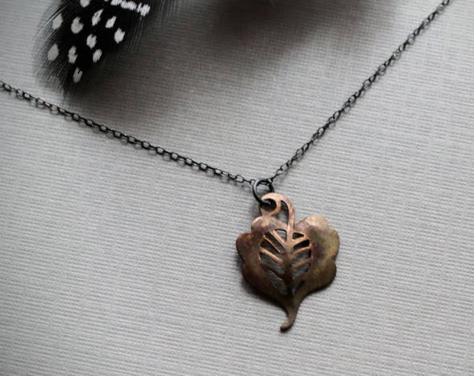 Enchanted Woods // vintage copper leaf necklace