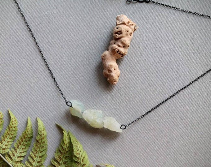 Mermaid Tears // raw aquamarine necklace