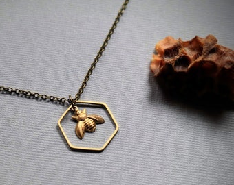 Worker Bee // brass honey bee necklace