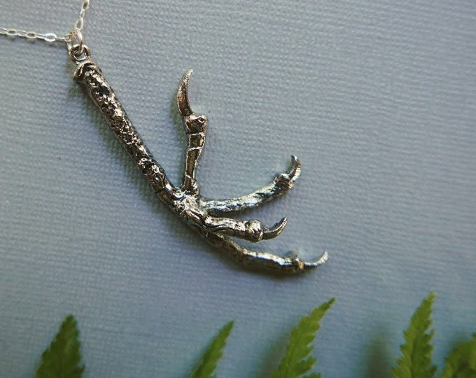 Baba Yaga // silver chicken foot necklace