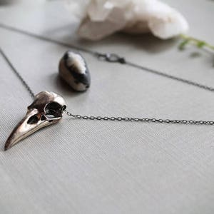 Murder // silver crow skull necklace image 2