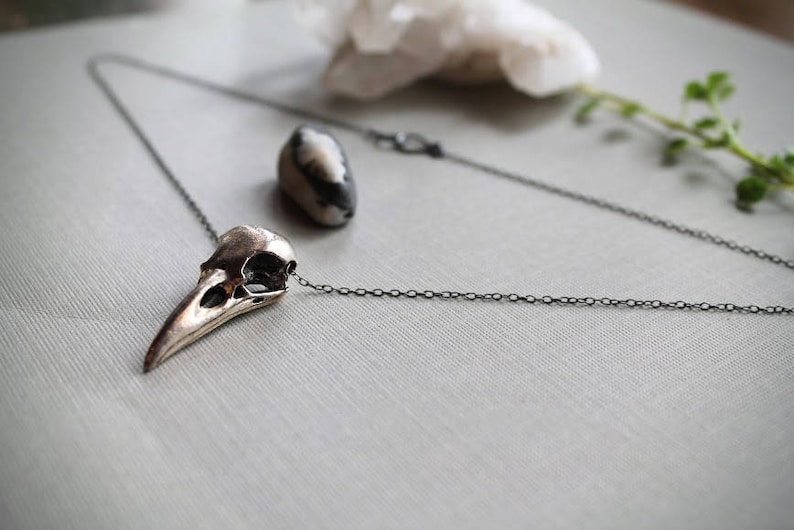 Murder // silver crow skull necklace image 2