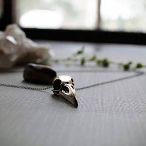 Murder // silver crow skull necklace image 4