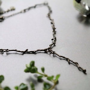 Green Witch with Drop // brass branch necklace