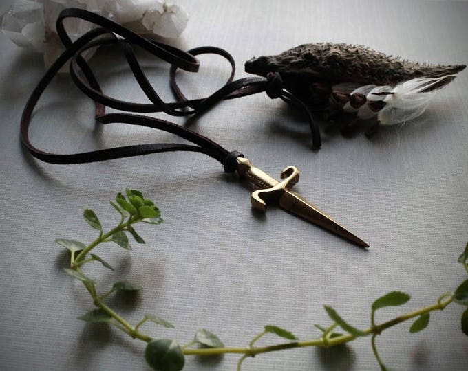 Athame // brass knife necklace