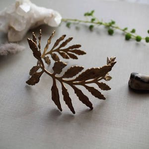 Fern Frond // vintage brass leaf bracelet image 7