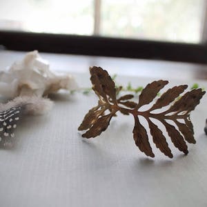 Fern Frond // vintage brass leaf bracelet image 4