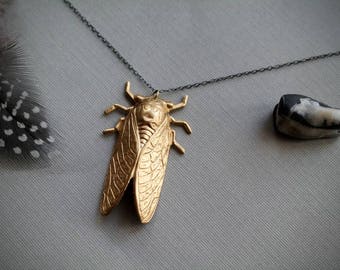 17 Years // raw brass cicada necklace