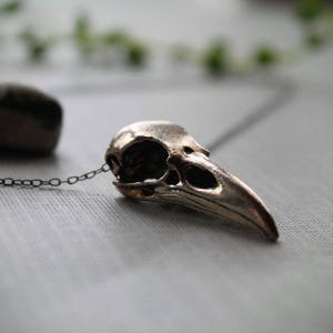 Murder // silver crow skull necklace