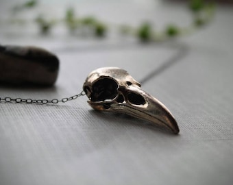 Murder // silver crow skull necklace