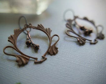 Drying Bundles // brass seed pod earrings with art nouveau frames